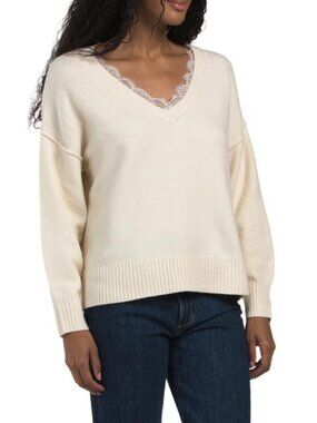 SONG OF STYLE Lace V-neck Sweater